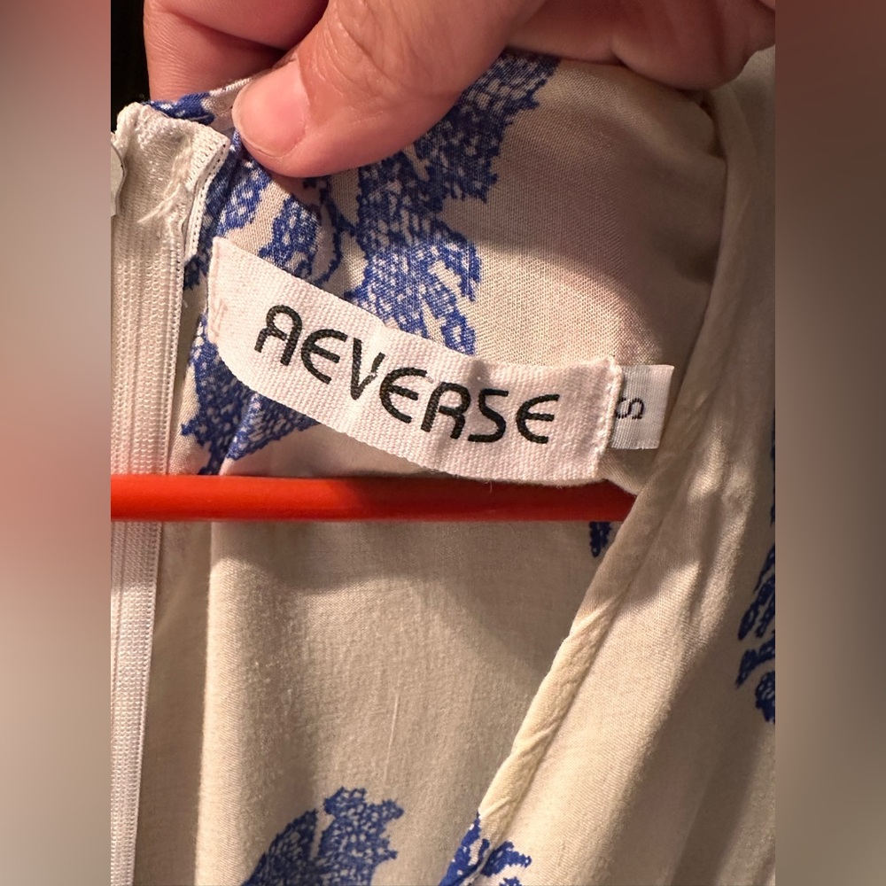 Reverse Cream And Blue Patterned Romper - image 3